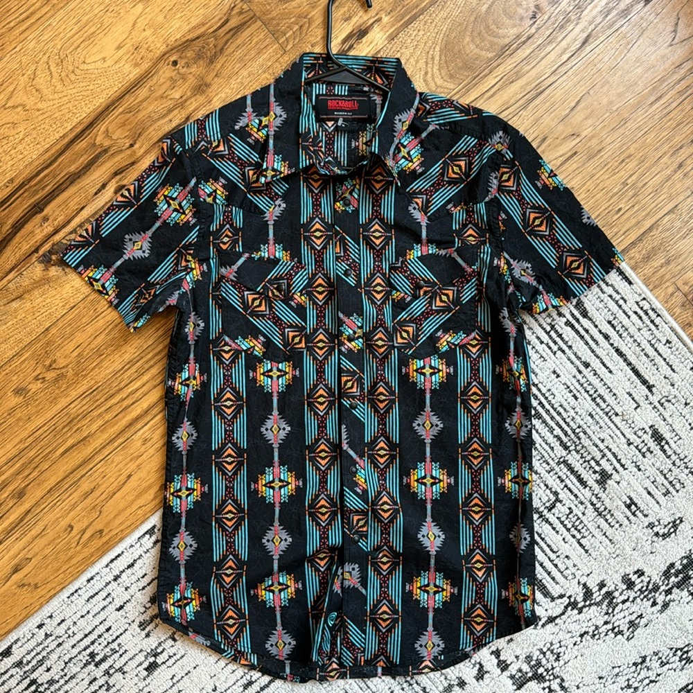 Rock & Roll Denim Modern Fit Western Button Up M